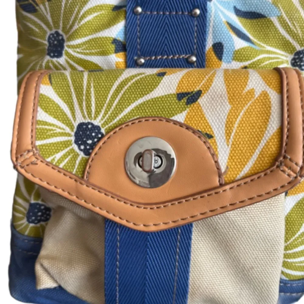 Franco Sarto bold floral cotton canvas satchel bag